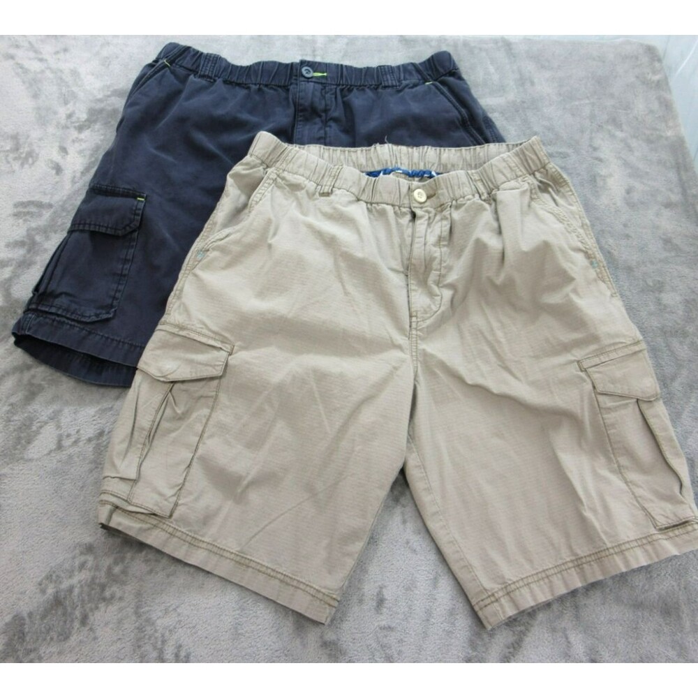 2-Pack Tommy Bahama Mens Sz. Large 30 x 7 Cargo Shorts Zip Closure Blue Lt Green